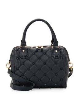 Empress Stud Quilted Faux Leather Duffle Bag, Marine