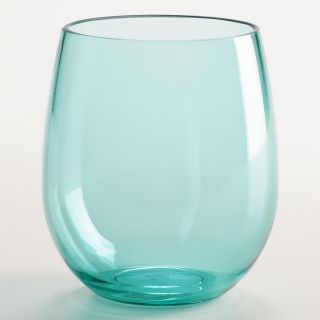 Aqua Acrylic Stemless Wine Glasses, Set of 4   World Market