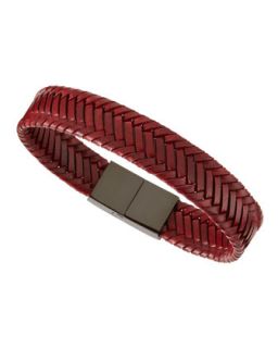 Woven Leather Bracelet, Red