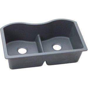 Elkay ELGULB3322GY0 Harmony Undermount E Granite Double Bowl Kitchen Sink 33 x