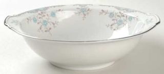 Narumi Phoebe 10 Round Vegetable Bowl, Fine China Dinnerware   Blue Flowers,Tan