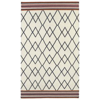 Flatweave Tribeca Ziggy Grey Wool Rug (80 X 100)