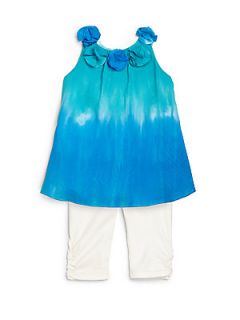 Nicole Miller Infants Two Piece Tie Dyed Tunic & Leggings Set   Blue White