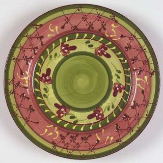 Romancing Provence Fleuron Salad Plate, Fine China Dinnerware   Green&Red Trelli