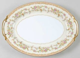 Noritake Medean 13 Oval Serving Platter, Fine China Dinnerware   Tan Edge, Mult