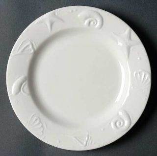 Thomson Seashells Salad Plate, Fine China Dinnerware   White On White Embossed S