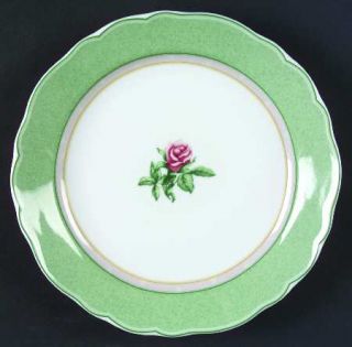 Wedgwood English Cottage Mist Salad Plate, Fine China Dinnerware   Green Rim,Pin