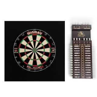 Winmau Blade 4 Bristle Dart Board with Kokoi Scoreboard and Optional Backboard