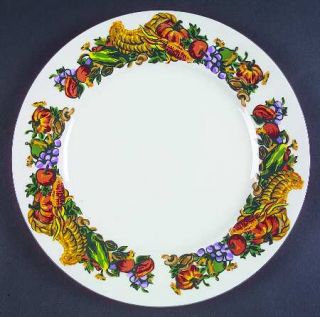 American Atelier Pilgrims Harvest Dinner Plate, Fine China Dinnerware   Cornucop