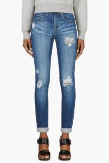Nobody Blue Distressed Skinny Cult Jeans