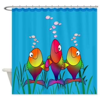  Happy Fish Cartoon Shower Curtain  Use code FREECART at Checkout