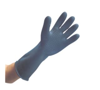 San Jamar Heavy Duty Natural Rubber Glove, 17 in, Rolled Cuff, One Size