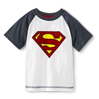 Superman Infant Toddler Boys Raglan Short Sleeve Tee   White 2T