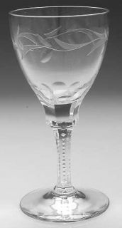 Duncan & Miller Heritage Wine Glass   Stem #D13, Cut Plant Design On Bowl
