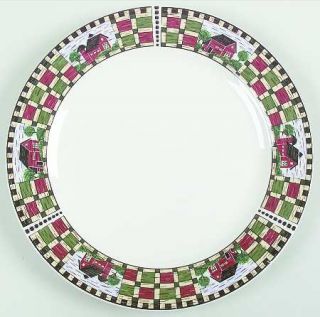 Sakura Homestead Dinner Plate, Fine China Dinnerware   Black,Red&Green Checks,Re