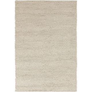 Hand woven Butte Solid Casual Ivory Wool Rug (33 X 53)