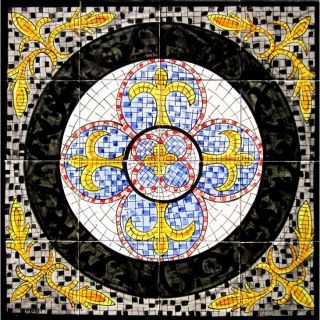 Balkis Design 16 tile Ceramic Mosaic Medallion