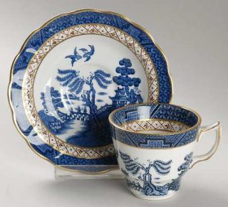 Booths Real Old Willow Blue Flat Demitasse Cup & Saucer, Fine China Dinnerware  