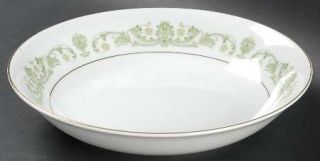 Style House Contessa Green Coupe Soup Bowl, Fine China Dinnerware   Green Scroll