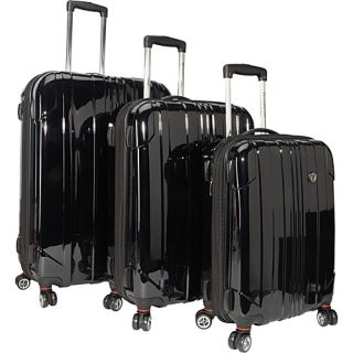 Sedona 3 Piece Hardside Spinner Set Black   Travelers Choice