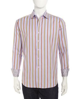 Long Sleeve Striped Sport Shirt, Lavender