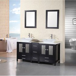 Design Element Double Sink Contemporary Bathroom Vanity Set