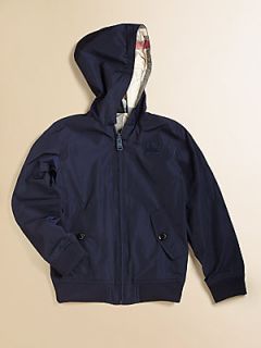 Burberry Boys Packable Reversible Hooded Jacket   Navy