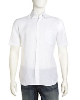 Chambray Short Sleeve Shirt, White