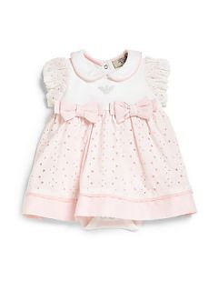 Armani Junior Infants Eyelet Dress   Light Pink
