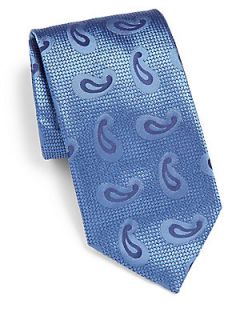 Brioni Printed Silk Tie   Blue