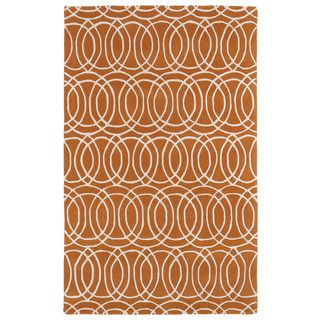 Hand tufted Cosmopolitan Circles Orange/ Ivory Wool Rug (8 X 11)