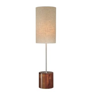 Linen Shade With Wood Base Table Lamp