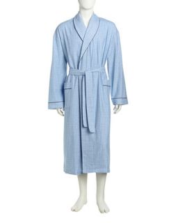 Flannel Plaid Open Robe, Azure