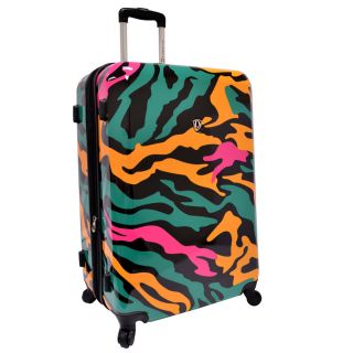 Travelers Choice Colorful Camouflage 29 inch Hardside Expandable Spinner Luggage (Orange/ green/ pink/ blackWeight 10 poundsPacking compartment features a center pocketFully lined imprinted interior with zippered compartmentMultiple stage retractable 2 t
