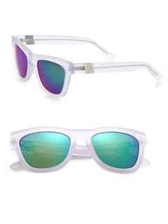 Westward Leaning Mercury Seven Square Acetate Sunglasses/Crystal & Green   White
