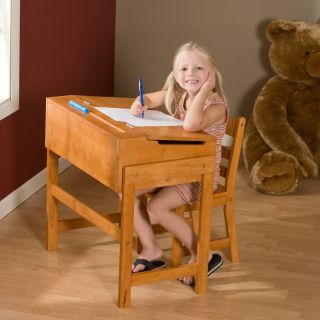 Schoolhouse Desk and Chair Set   Pecan Multicolor   564P