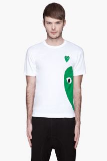 Comme Des Garons Play White Green Logo T_shirt