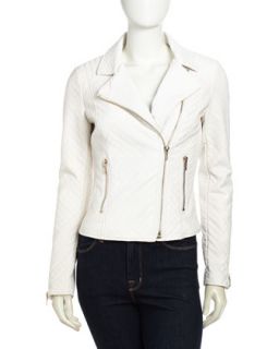 Quilted Faux Leather Jacket, Ivory