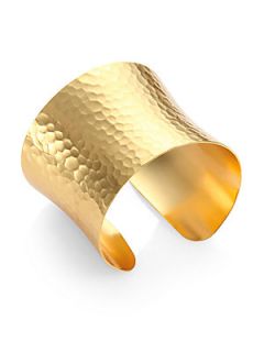 Stephanie Kantis Wide Hammered Cuff Bracelet   Gold