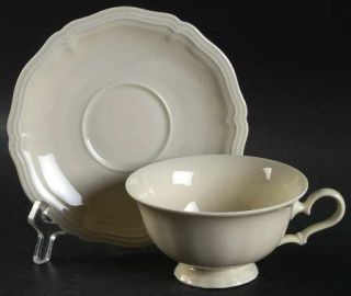 Rosenthal   Continental Chippendale Cream, Undecorated Footed Cup & Saucer Set,