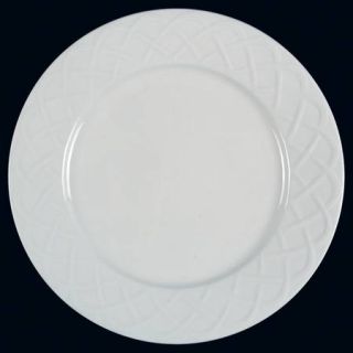 Oneida Picnic Dinner Plate, Fine China Dinnerware   All White,Embossed Rim,No Tr