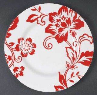 Martha Stewart China Chelsea Salad Plate, Fine China Dinnerware   Red Floral On