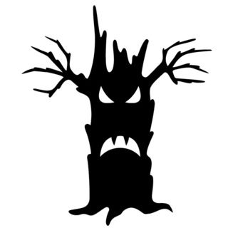 Evil Halloween Tree Glossy Black Vinyl Wall Decal (Glossy blackMaterials VinylQuantity One (1) wall decalSetting IndoorDimensions 25 inches wide x 35 inches long All sizes are approximate. )