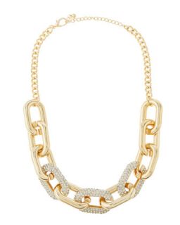 Golden Pav� Crystal Link Necklace