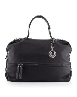 Janet Bottom Half Zip Shoulder Bag, Black