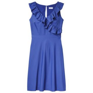 TEVOLIO Womens Taffeta V Neck Ruffle Dress   Athens Blue   8