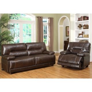 Abbyson Living Brownstone Hand Rubbed Leather Reclining Sofa And Chair