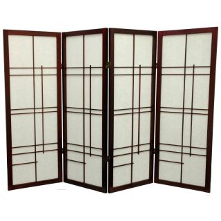 Oriental Furniture Low Eudes Shoji Screen Room Divider   48 inch Rosewood  