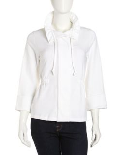 Ruched Collar Jacket, White