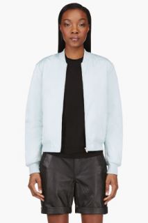 T By Alexander Wang Pale Mint Satin Technical Memory Bomber Jacket